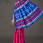 Boss Chokda cotton saree in blue and pink with simple design