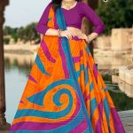 Tea Post Cotton Saree with Orange and Purple with Authentic Design