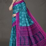 Boss Chokda cotton saree in peacock green and magenta with simple design