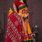 Hyko Puram Cotton Saree in Orange and Red Color with Unique Design