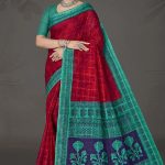 Boss Chokda cotton saree in red and green with simple design