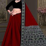 Choice of Orissa No. 2 cotton saree in dark red and black with simple design