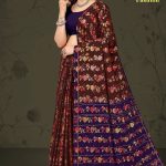 Milan Fashion cotton saree in maroon and bull color with rose flower design