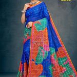 Lotus Garden with BP Cotton Saree in Blue and Orange with Simple and Rich Design