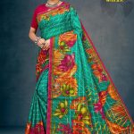 Lotus Garden with BP Cotton Saree in Peacock Green and Copper with Simple and Rich Design