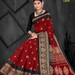 Madurai Gold Cotton Saree in Red and Black with Wonderful Design