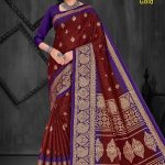 Madurai Gold Cotton Saree in Maroon and Royal Purple with Wonderful Design