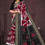 Hyko Puram Cotton Saree in Red and Black with Unique Design