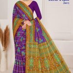 MODI YOJNA VOL-1 Cotton Saree in Purple and Dull Yellow with Elegance Design