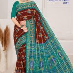 MODI YOJNA VOL-1 Cotton Saree in Maroon and Water Blue with Elegance Design