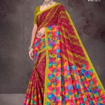 Colour Cocktail BP cotton saree with dull yellow border, maroon color, and multi-color creative design