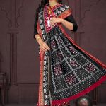 Hyko Puram Cotton Saree in Black and Copper with Unique Design