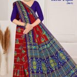 MODI YOJNA VOL-1 Cotton Saree in Dark Red and Navy Blue with Elegance Design