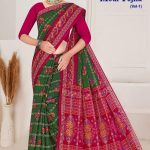 MODI YOJNA VOL-1 Cotton Saree in Dark Green and Dark Pink with Elegance Design