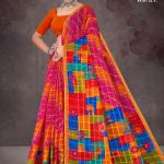 Colour Cocktail BP cotton saree with orange border, light pink color, and multi-color creative design