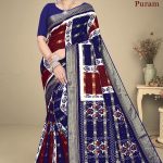 Hyko Puram Vol.02 Cotton Saree in Red and Navy Blue with Premium Design