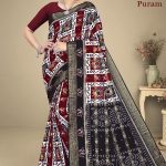 Hyko Puram Vol.02 Cotton Saree in Dark Red and Black with Premium Design