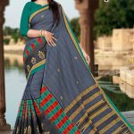 Tea Post Vol-2 Cotton Saree with Grey and Black – Stunning Bold Design