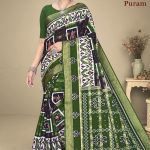 Hyko Puram Vol.02 Cotton Saree in Dark Green and Black with Premium Design