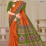 MODI YOJNA VOL-2 Cotton Saree in Orange and Mehndi with Awesome Design