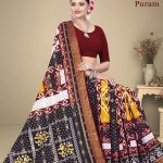 Hyko Puram Vol.02 Cotton Saree in Black and Maroon with Premium Design