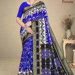 Hyko Puram Vol.02 Cotton Saree in Blue and Black with Premium Design