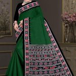 Choice of Orissa No. 2 cotton saree in green and black with simple design