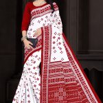 I Love You Orissa White Red Cotton Saree with 9 Red Dot Design