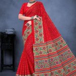 Sakhi Saheli Cotton Saree in Red Color with Simple and Unique Design