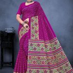 Sakhi Saheli Cotton Saree in Purple Color with Simple and Unique Design