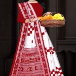 I Love You Orissa White Red Cotton Saree with Square Design