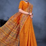 Sakhi Saheli Cotton Saree in Orange Color with Simple and Unique Design