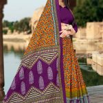 Tea Post Vol-2 Cotton Saree with Orange and Royal Purple – Stunning Bold Design