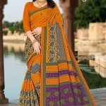 Tea Post Vol-2 Cotton Saree with Orange and Magenta – Stunning Bold Design