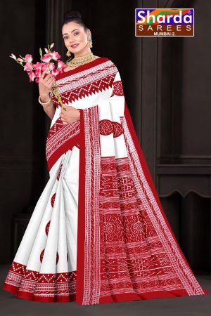 I Love You Orissa White Red Cotton Saree with Best Design