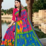 Tea Post Vol-2 Cotton Saree with Pink and Blue – Stunning Bold Design