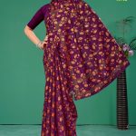 Milan Fashion Vol.02 cotton saree in purple and copper with floral design