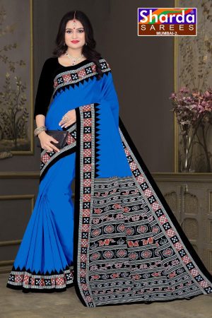 Choice of Orissa No. 2 cotton saree in blue and black with simple design