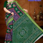 MAHA RUDRAKSH Cotton Saree in Dark Green and Light Green with Authentic Design