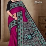 Jagadhatri Malai Cotton Saree with Dark Pink and Black Premium Design