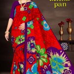 SHARDA - MITHA PAN Cotton Saree in Red and Magenta with Simple Flower Design