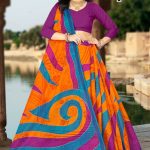 Tea Post Vol-2 Cotton Saree with Orange and Blue – Stunning Bold Design