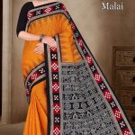 Jagadhatri Malai Cotton Saree with Orange and Black Premium Design