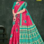 Florence Chokda Cotton Saree with Pink and Green Color and Artistic Design