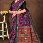 Non Stop Siroski cotton saree in purple and red with accent design