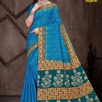 Jewel of Gujarat Cotton Saree with Blue and Golden Super Design