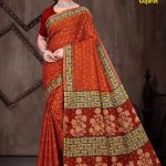 Jewel of Gujarat Cotton Saree with Orange and Golden Super Design