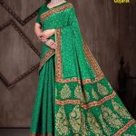 Jewel of Gujarat Cotton Saree with Green and Golden Super Design