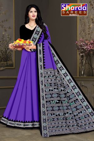 Choice of Orissa No. 2 cotton saree in light purple and black with simple design