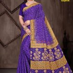 Jewel of Gujarat Cotton Saree with Dark Blue and Golden Super Design